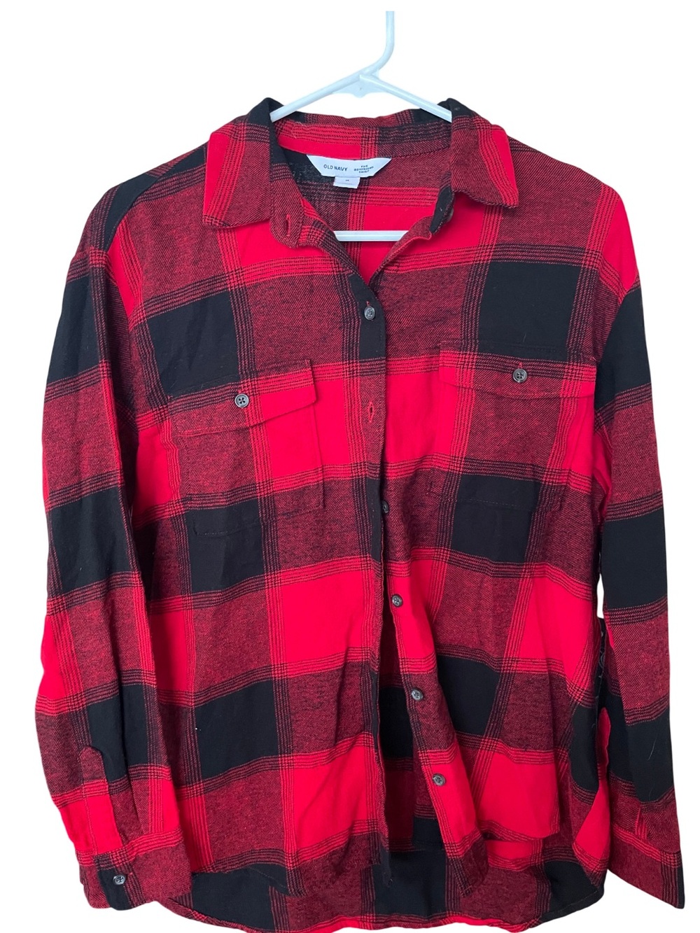 Old Navy Red and Black Plaid Button-Down Shirt